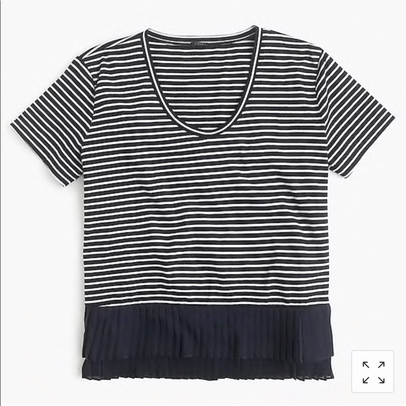 J. Crew Pleated Chiffon Hem Striped Top - Picture 6 of 6